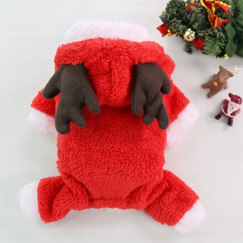 Dog Christmas Clothes Winter Warm Pet Clothes furvana tm for Small Medium Dogs Elk Santa Claus Dog Cats Coat Hoodies Christmas Dogs Costume