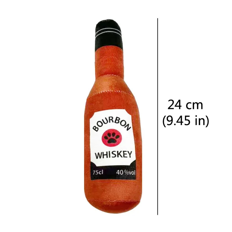 Funny Plush Dog Toys Beer Bottle Shaped furvana tm Small Large Dogs Squeak Sound Clean Teeth Chew Toy Pets Interactive Playing Supplies