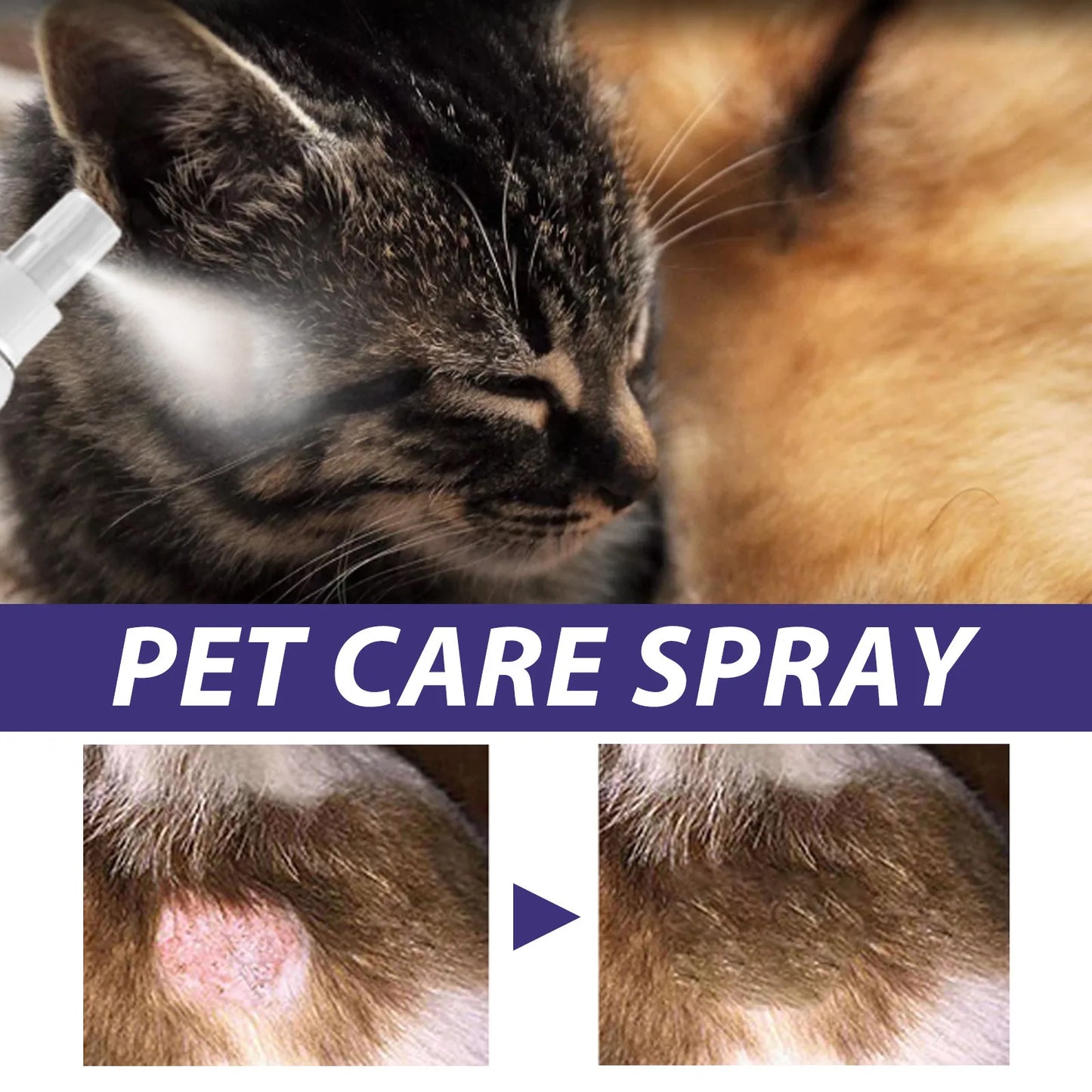 Yegbong 60ml Pet Wound Care  furvana tmCats Dogs Skin Repair Anti Itch Wound Healing Remove Odor Rash Moss Wound Treatment Spray