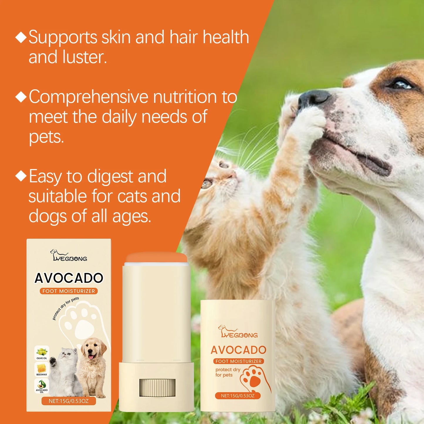 Yegbong 15g Pet Paw Care Balm furvana tm Moisturizing Feet Repair Dry Nose Cracking Paw Itchy Relieve Nourish Skin Cat Dog Paw Care Balm