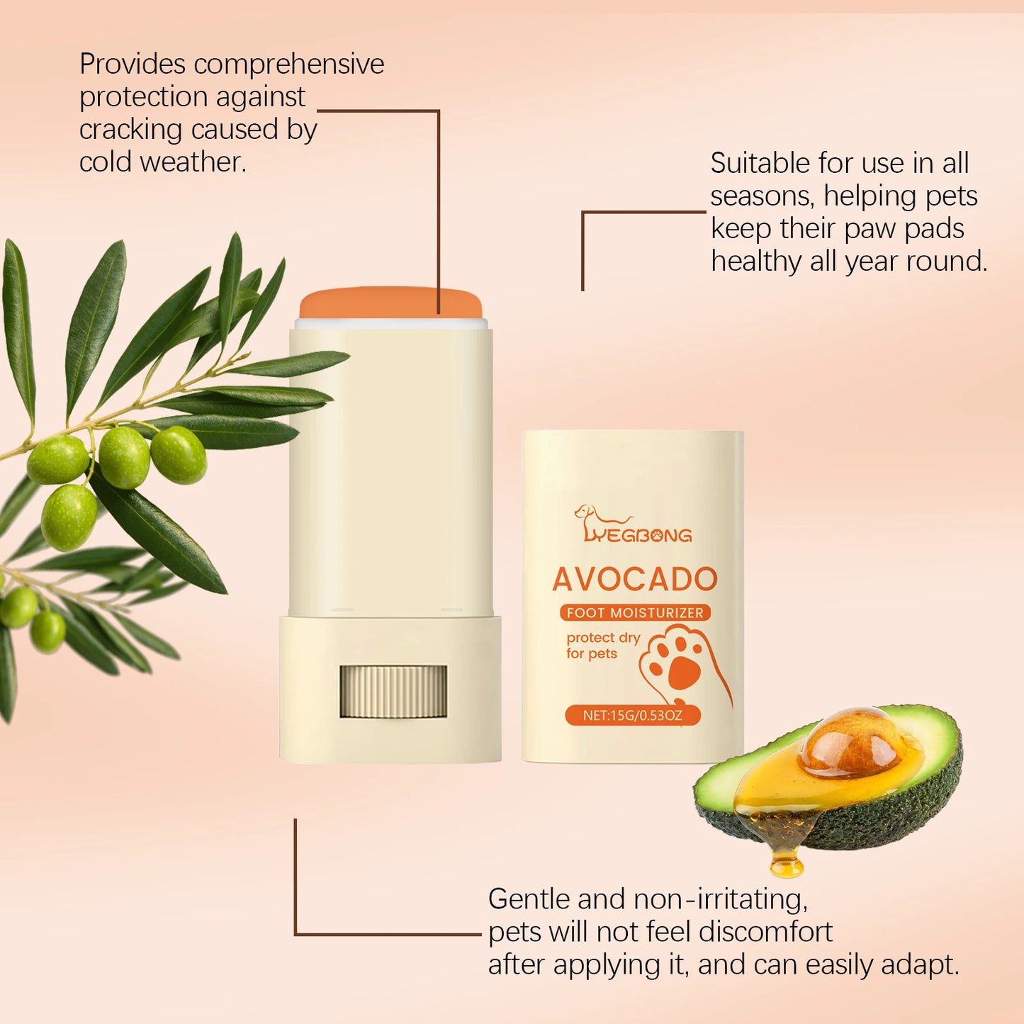 Yegbong 15g Pet Paw Care Balm furvana tm Moisturizing Feet Repair Dry Nose Cracking Paw Itchy Relieve Nourish Skin Cat Dog Paw Care Balm