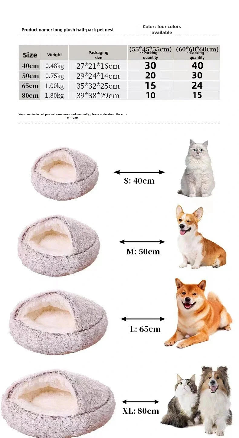 Autumn and Winter soft plush furvana tm pet bed and pet bed Winter warm and cold plush comforter nest Shell cat nest semi-enclosed cat nest