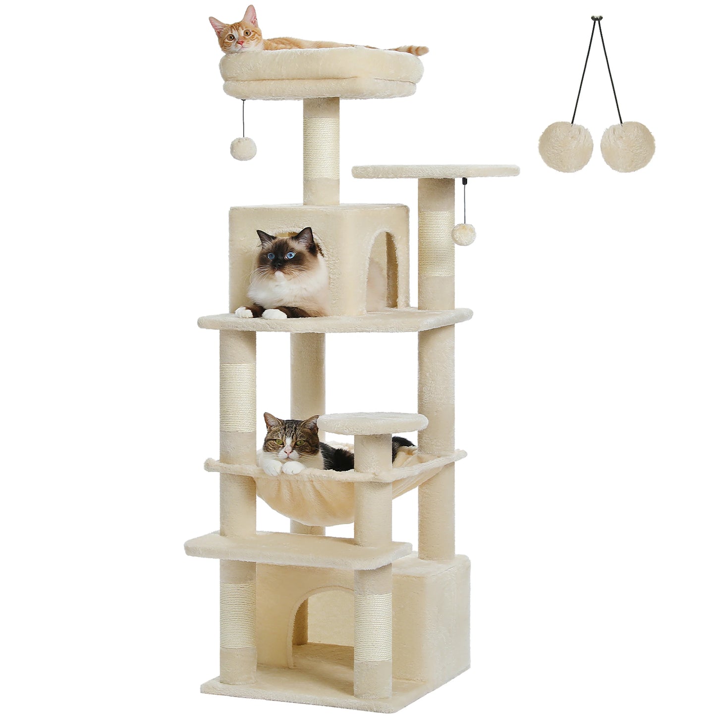 Large Cat Tree and Tower for Indoor Cats furvana tm With Sisal-Covered Scratching Posts Spacious Hammock Padded Perches and Condos Cat Toys