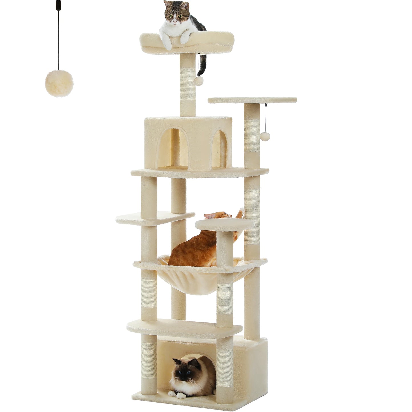 Large Cat Tree and Tower for Indoor Cats furvana tm With Sisal-Covered Scratching Posts Spacious Hammock Padded Perches and Condos Cat Toys