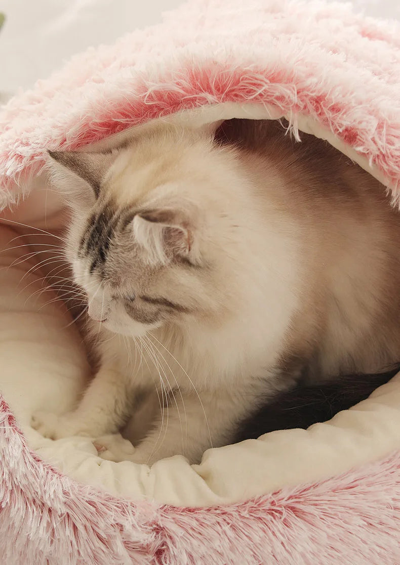 Autumn and Winter soft plush furvana tm pet bed and pet bed Winter warm and cold plush comforter nest Shell cat nest semi-enclosed cat nest