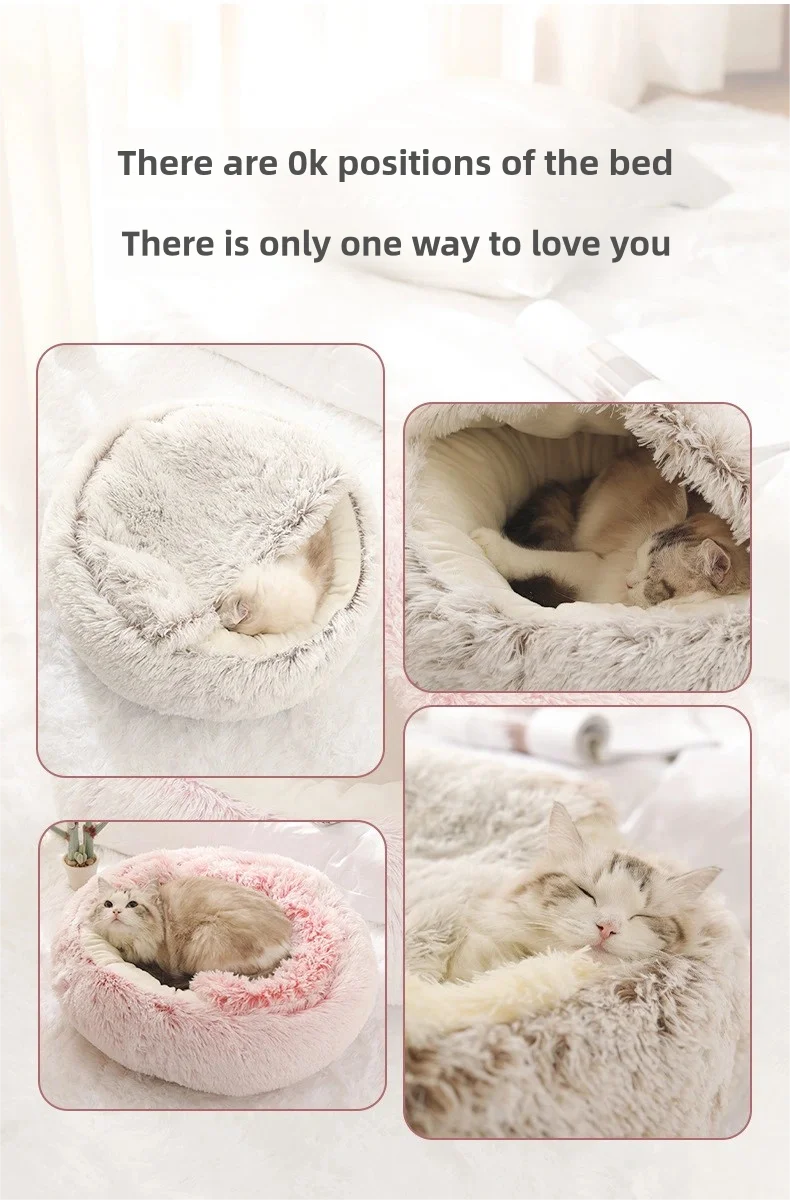Autumn and Winter soft plush furvana tm pet bed and pet bed Winter warm and cold plush comforter nest Shell cat nest semi-enclosed cat nest