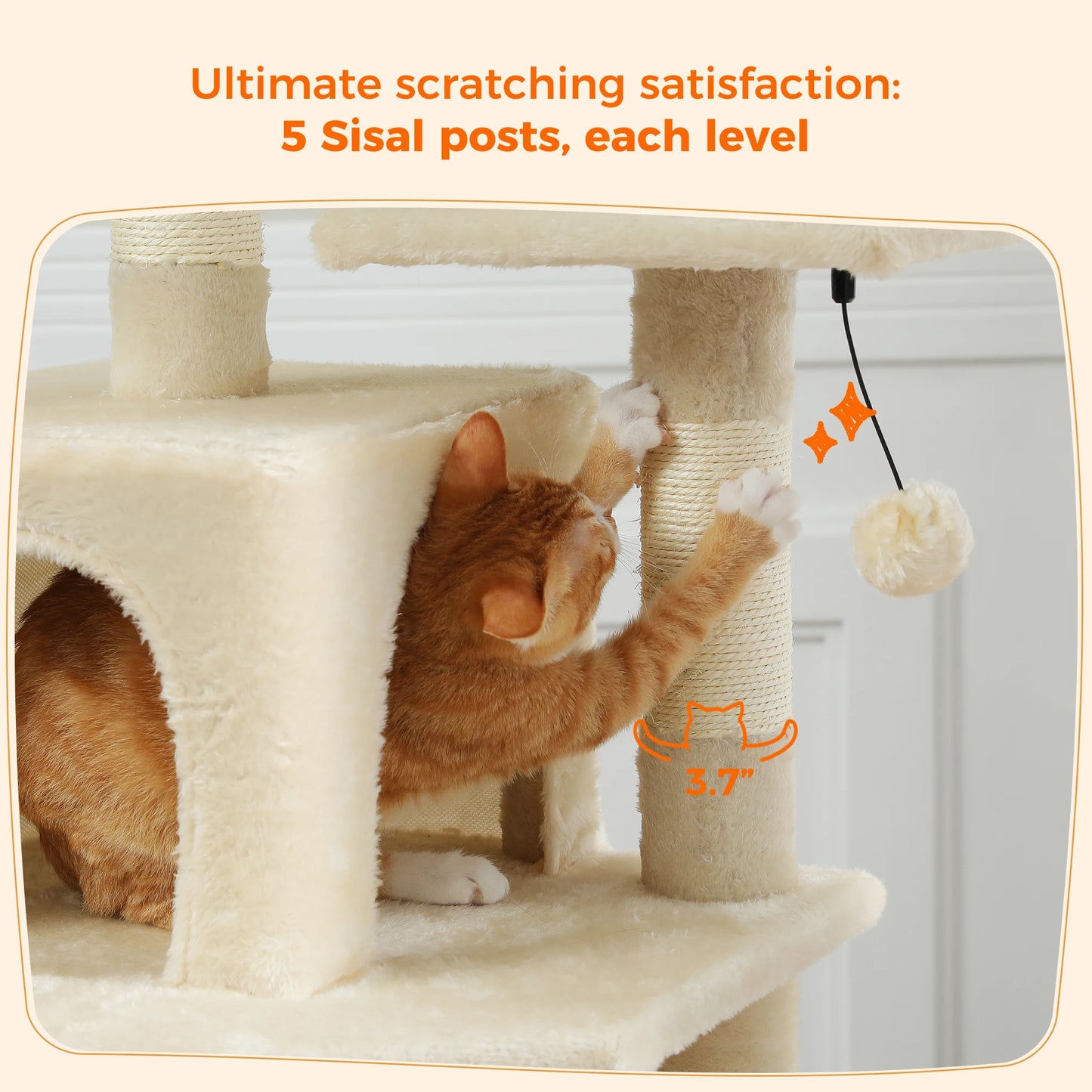 Large Cat Tree and Tower for Indoor Cats furvana tm With Sisal-Covered Scratching Posts Spacious Hammock Padded Perches and Condos Cat Toys