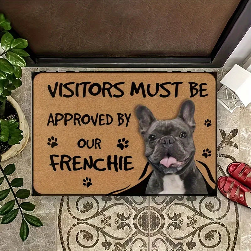French Bulldog Anti Slip DoorMa furvana tmt Interesting "Visitor Must Be Approved" Welcome Felt Rug Polyester Decorative Living Room Carpet