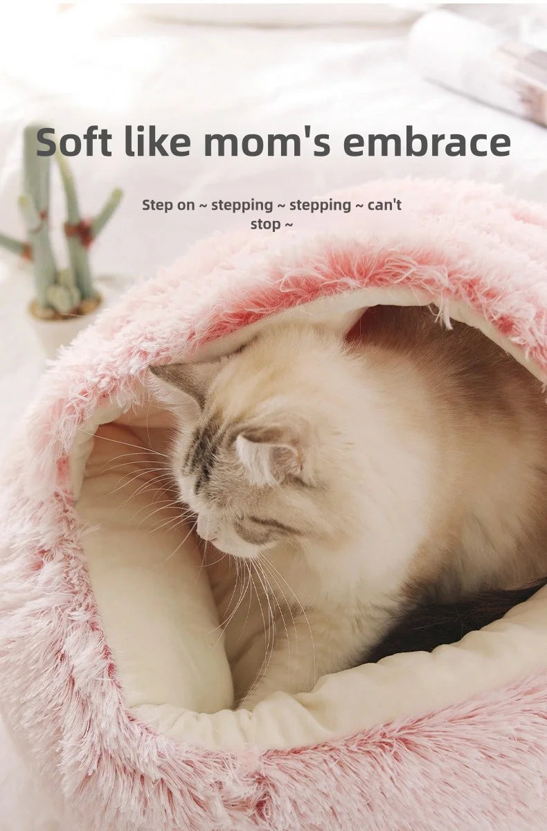 Autumn and Winter soft plush furvana tm pet bed and pet bed Winter warm and cold plush comforter nest Shell cat nest semi-enclosed cat nest