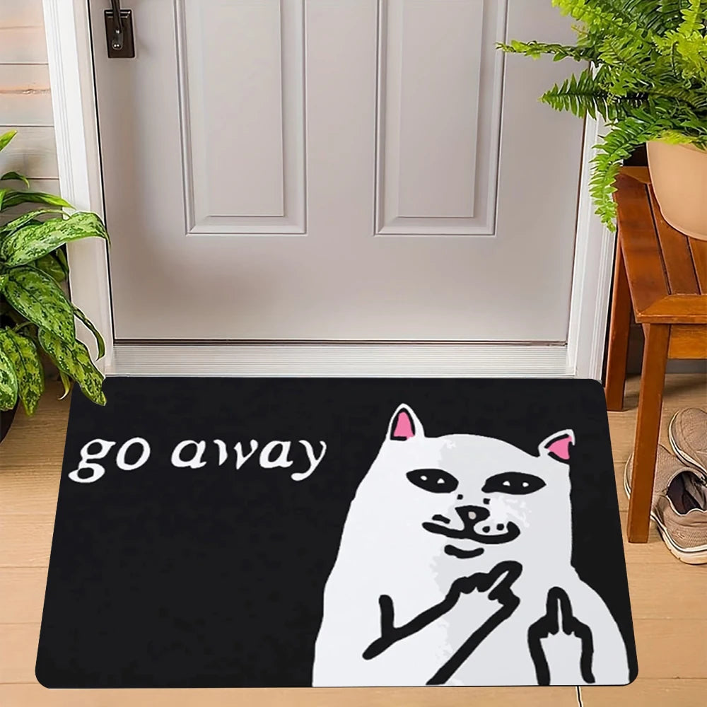 Humorous Cat Doormats Go Away  furvana tmWelcome Design Foot Mat Sassy Pet Lover Mats for Unique Home Entryway Decor Doormat