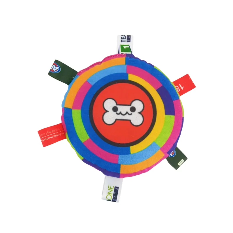 Funny Rainbow Plush furvana tm Flying Saucer Dog Bite Toys Stuffed Raw Small Dog Interactive Training Game Chew Toy Pet Disc Toys with Bell