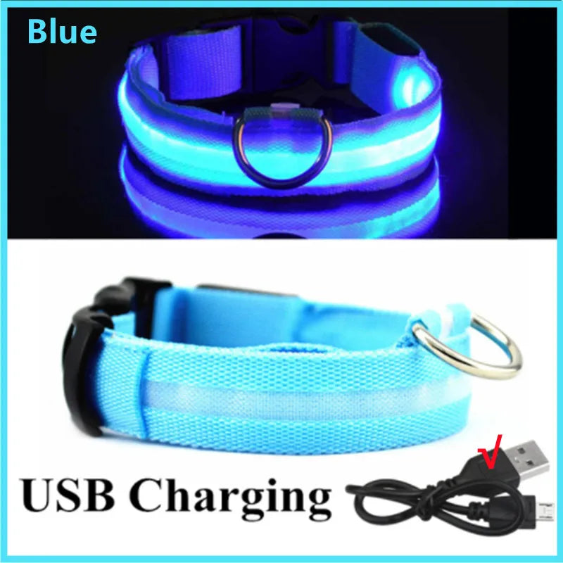 USB Rechargeable Luminous Collar Adjustable furvana tm Led Glowing Dog Collar for Large Small Dogs Cat Night Light Collar Pet Safety Harnes