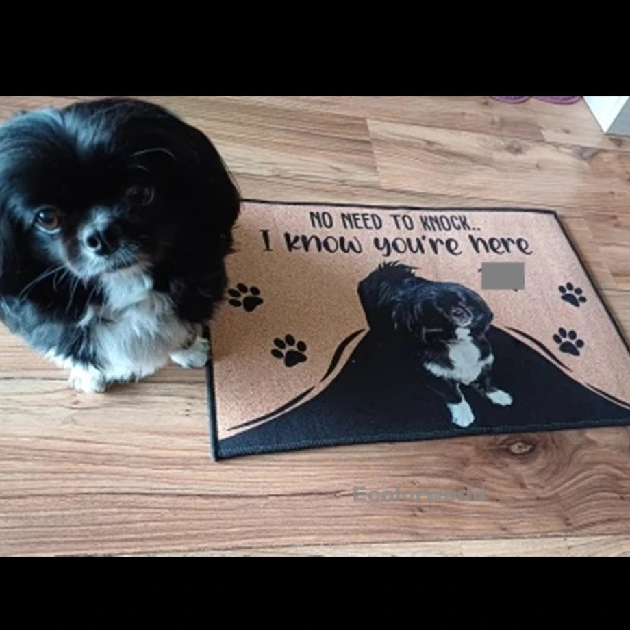 Personalized Dog Welcome  furvana tmMat Custom Doormat With Pet's Photo Name Hallway Doorway Floor Mats Carpet Home Decor Accessory