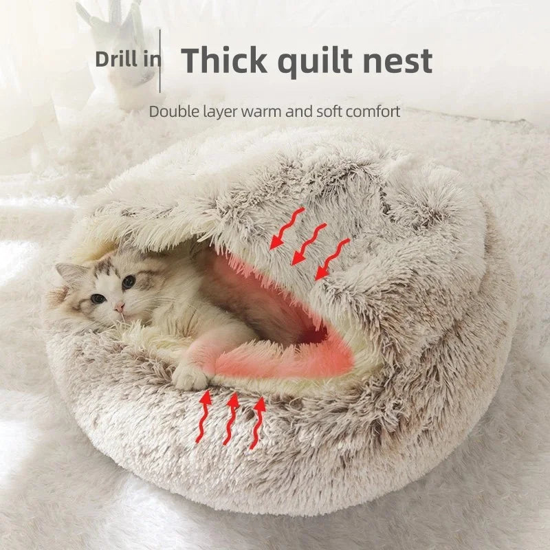 Autumn and Winter soft plush furvana tm pet bed and pet bed Winter warm and cold plush comforter nest Shell cat nest semi-enclosed cat nest