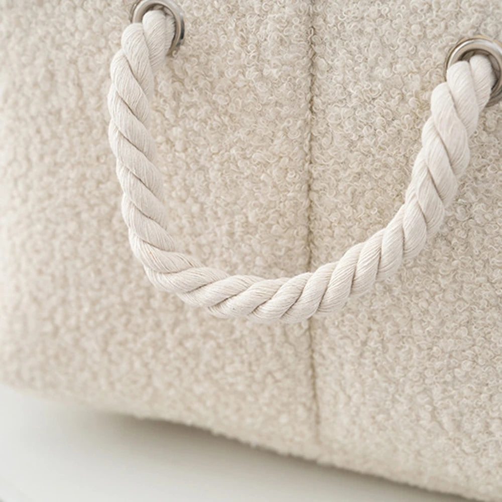 Plush Dog Toy Basket Foldable Storage Dog Toy  furvana tmwith Comfortable Handle Suitable for Storing Pet Toy Accessories