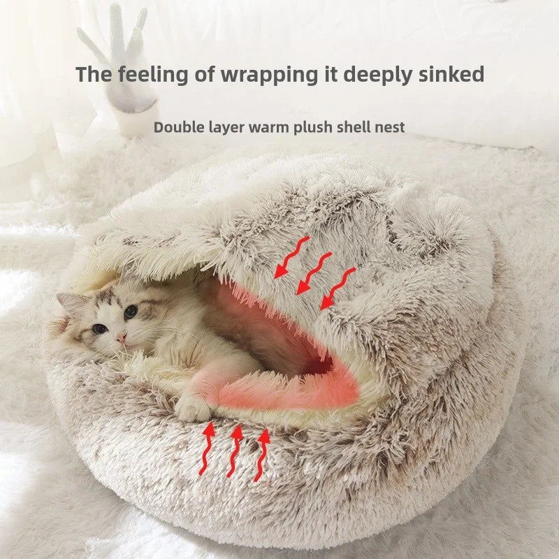 Autumn and Winter soft plush furvana tm pet bed and pet bed Winter warm and cold plush comforter nest Shell cat nest semi-enclosed cat nest
