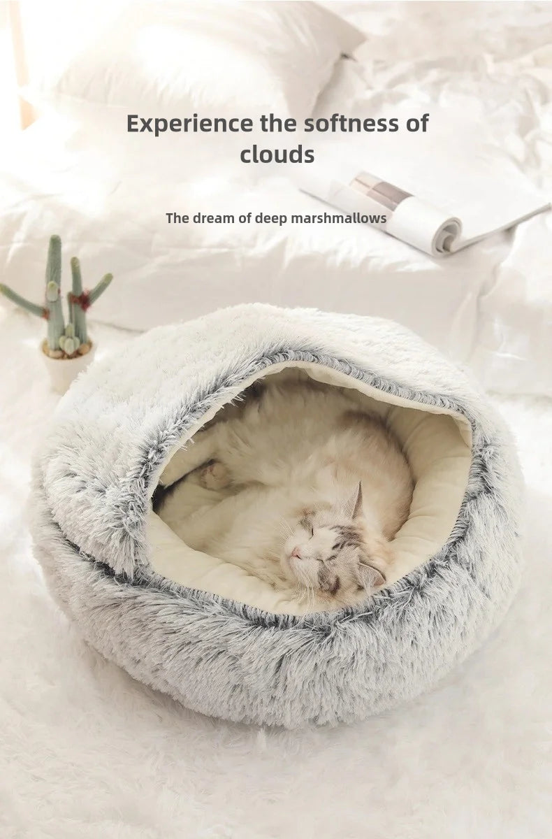Autumn and Winter soft plush furvana tm pet bed and pet bed Winter warm and cold plush comforter nest Shell cat nest semi-enclosed cat nest