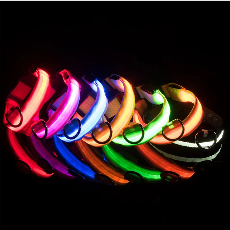 USB Rechargeable Luminous Collar Adjustable furvana tm Led Glowing Dog Collar for Large Small Dogs Cat Night Light Collar Pet Safety Harnes