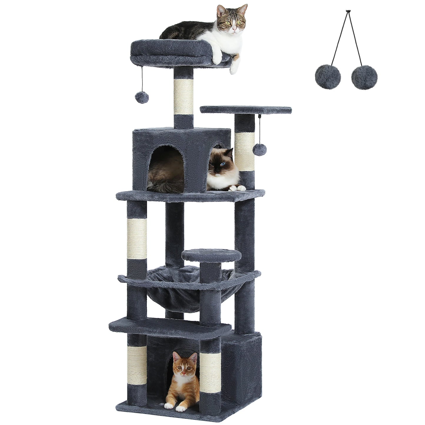 Large Cat Tree and Tower for Indoor Cats furvana tm With Sisal-Covered Scratching Posts Spacious Hammock Padded Perches and Condos Cat Toys