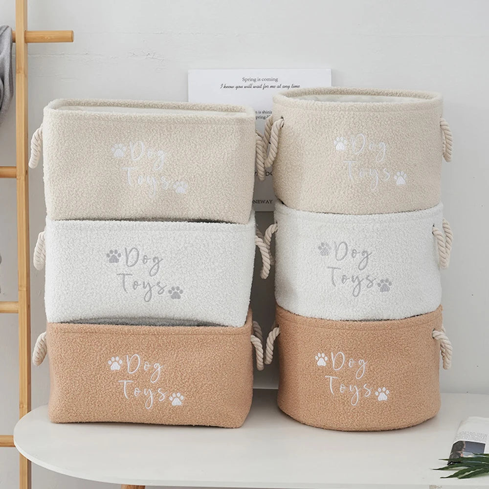 Plush Dog Toy Basket Foldable Storage Dog Toy  furvana tmwith Comfortable Handle Suitable for Storing Pet Toy Accessories