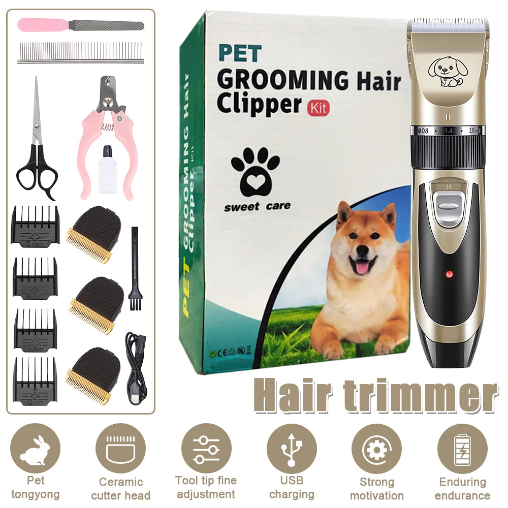 Pet Clipper Grooming Kit Rechargeabl furvana tme Pet Hair Trimmer Shaver Haircut Set For Cat Dog Hair Cutting Remover Machine Professional