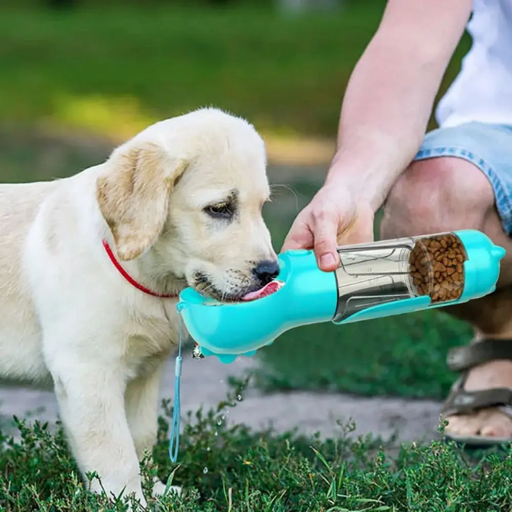 300/500ml Pet Water Food Dispenser furvana tm with Trash Bag Box and Shovel Leak Proof Pet Dog Water Bottle 3 in 1 Dog Food Feeder Cat