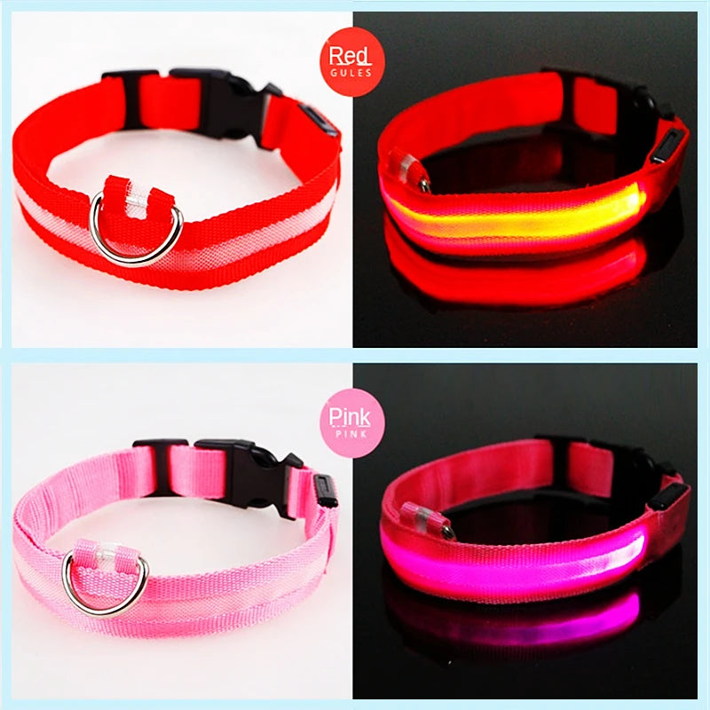 USB Rechargeable Luminous Collar Adjustable furvana tm Led Glowing Dog Collar for Large Small Dogs Cat Night Light Collar Pet Safety Harnes