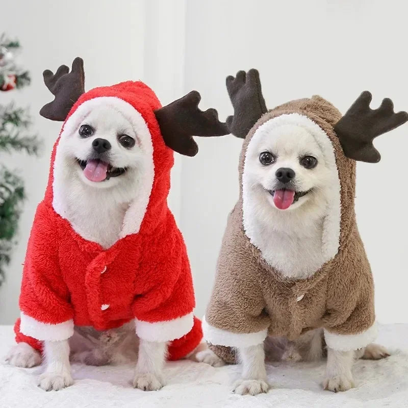 Dog Christmas Clothes Winter Warm Pet Clothes furvana tm for Small Medium Dogs Elk Santa Claus Dog Cats Coat Hoodies Christmas Dogs Costume