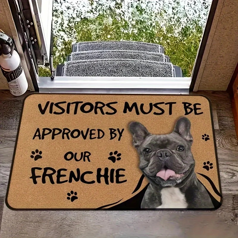 French Bulldog Anti Slip DoorMa furvana tmt Interesting "Visitor Must Be Approved" Welcome Felt Rug Polyester Decorative Living Room Carpet