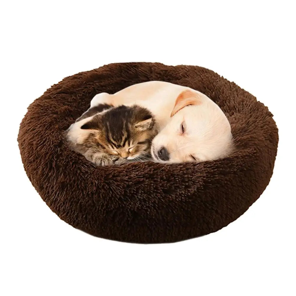 Winter Round Plush Dog Beds Washable Plush  furvana tm Fluffy Pet Cushion Dog Cat Bed Mat Portable Pet Kennel Puppy Pad