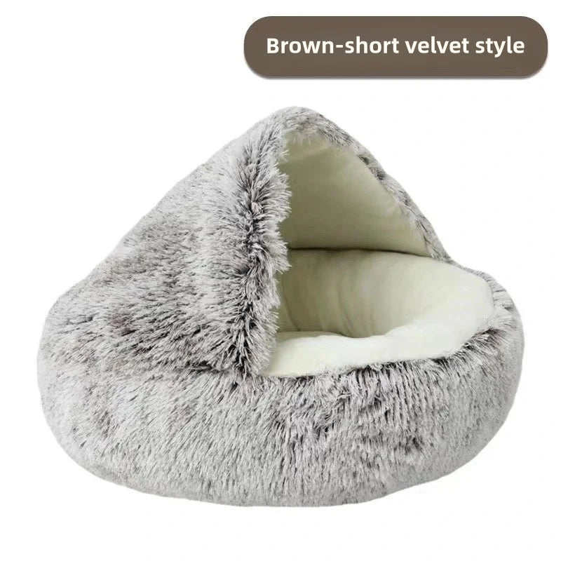 Autumn and Winter soft plush furvana tm pet bed and pet bed Winter warm and cold plush comforter nest Shell cat nest semi-enclosed cat nest