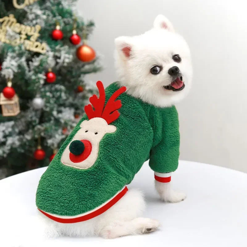 Dog Christmas Clothes Winter Warm Pet Clothes furvana tm for Small Medium Dogs Elk Santa Claus Dog Cats Coat Hoodies Christmas Dogs Costume