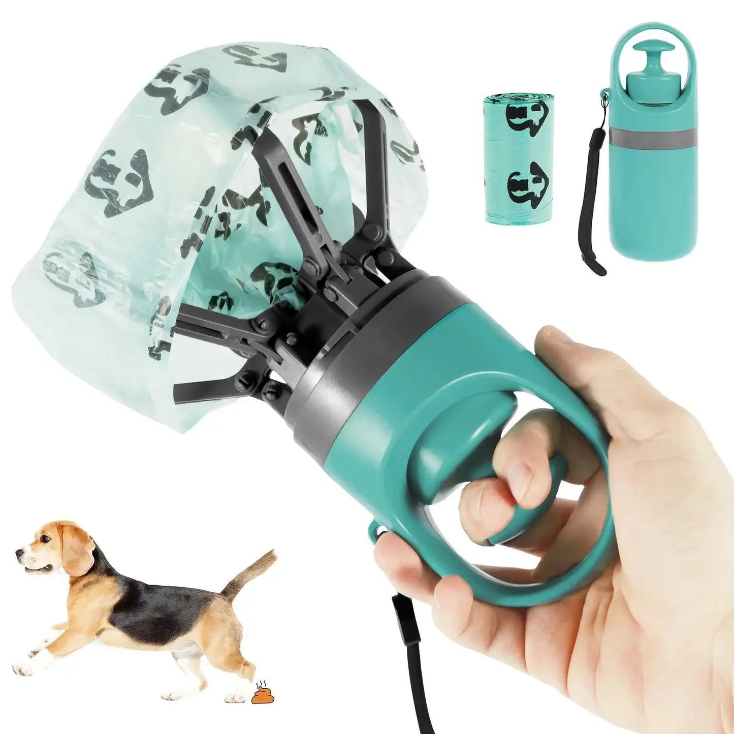 Portable Dog Pooper Scooper furvana tm Outdoor Pet Waste Pick-up Cleaner Built-in Garbage Bag Handheld Pet Poop Grabber No Touch Design