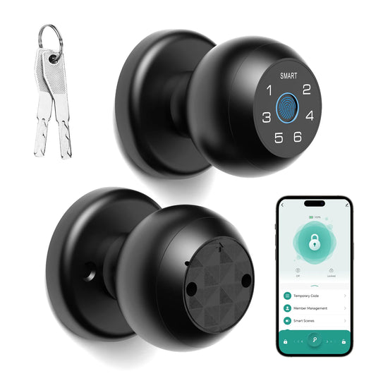 Viladepot Ball-Shaped Smart Lock  furvana tmFingerprint, App-Controlled, Passcode, and Electronic Touchscreen Keypad Door Lock Smart Handle