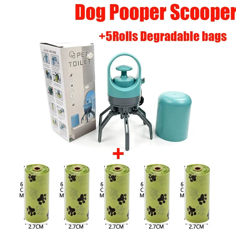 Portable Dog Pooper Scooper furvana tm Outdoor Pet Waste Pick-up Cleaner Built-in Garbage Bag Handheld Pet Poop Grabber No Touch Design