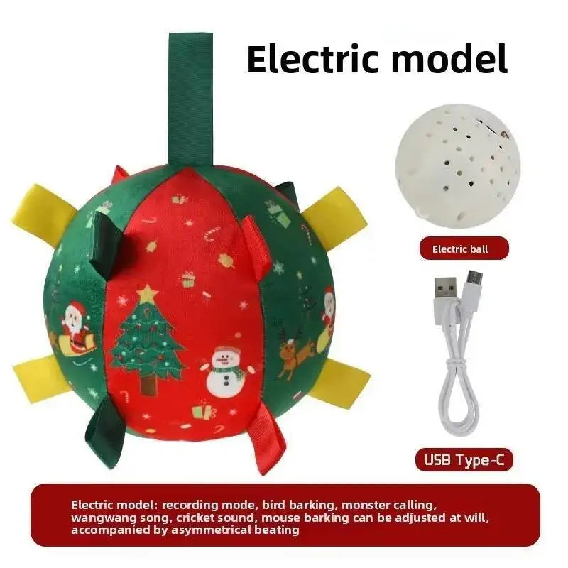 Christmas Themed Plush Dog Toy Ball Interactive  furvana tm Gnawing Pet Toy for Teeth Grinding Self-hi Stuffy Interactive Plushie for Puppie