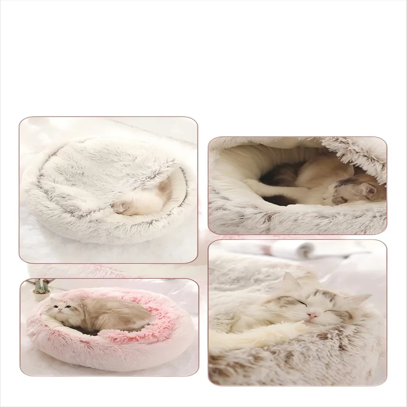 Autumn and Winter soft plush furvana tm pet bed and pet bed Winter warm and cold plush comforter nest Shell cat nest semi-enclosed cat nest
