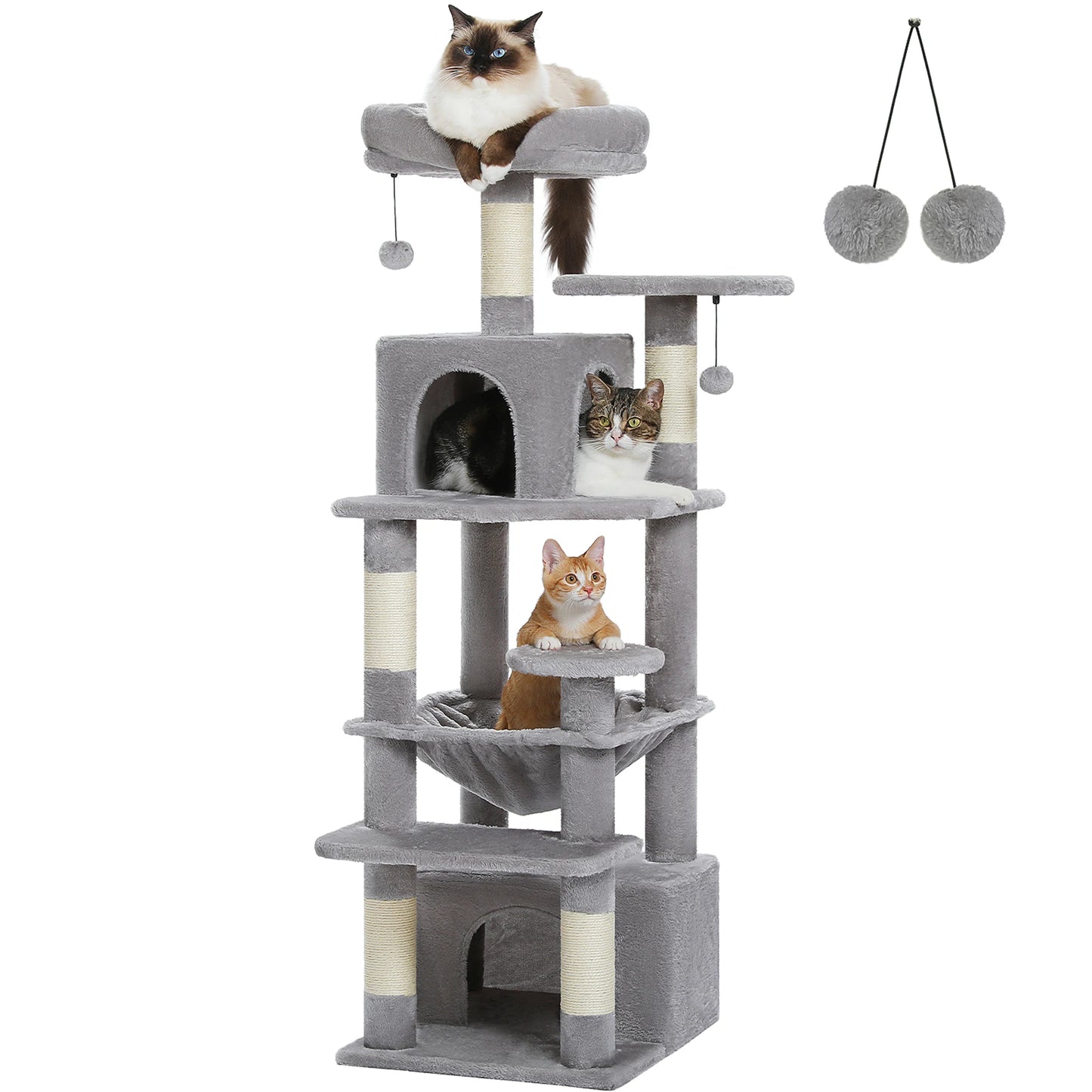 Large Cat Tree and Tower for Indoor Cats furvana tm With Sisal-Covered Scratching Posts Spacious Hammock Padded Perches and Condos Cat Toys