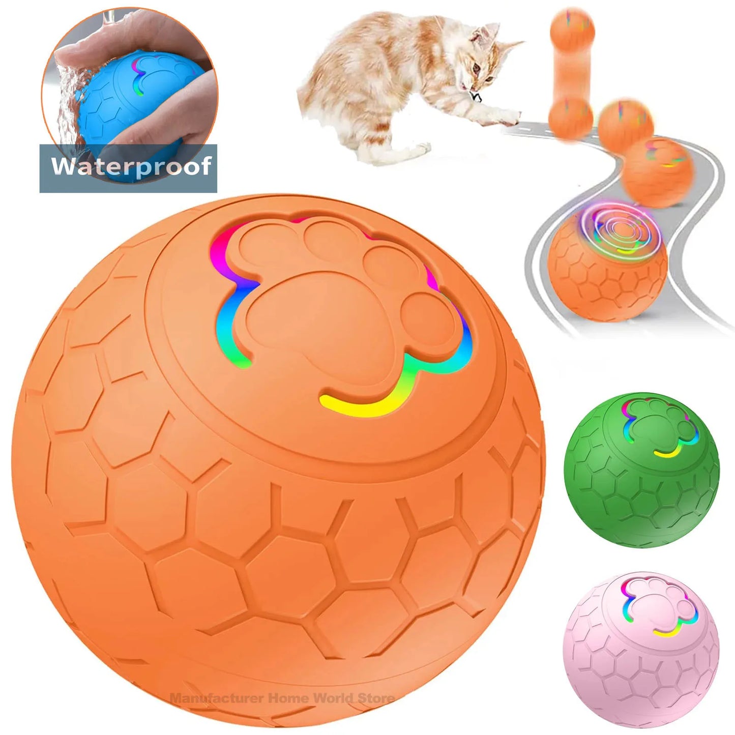 Smart Dog Toy Ball Electronic Interactive  furvana tmPet Toy Ball USB Automatic Bouncing Rolling Toy Ball With RGB Lights Puppy Cat Product