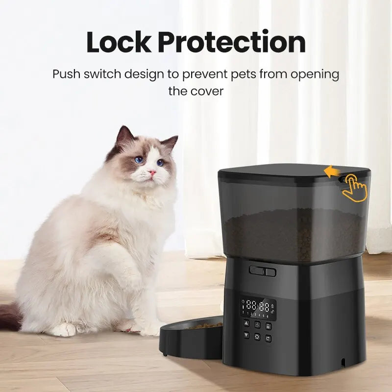 ROJECO Automatic Pet Feeder Button furvana tm Version Auto Cat Food Dispenser Accessories Smart Control Pet Feeder For Cats Dog Dry Food