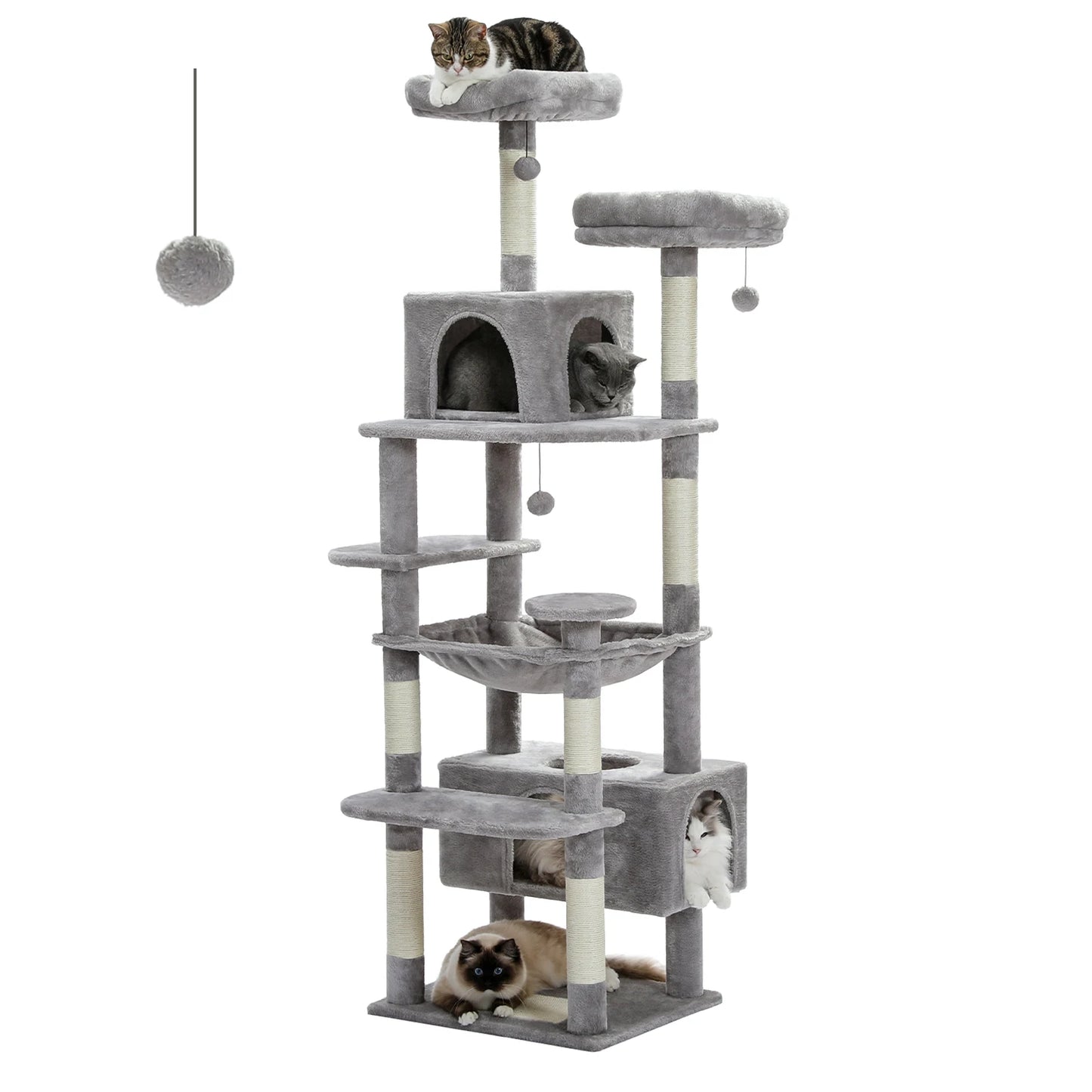 Large Cat Tree and Tower for Indoor Cats furvana tm With Sisal-Covered Scratching Posts Spacious Hammock Padded Perches and Condos Cat Toys
