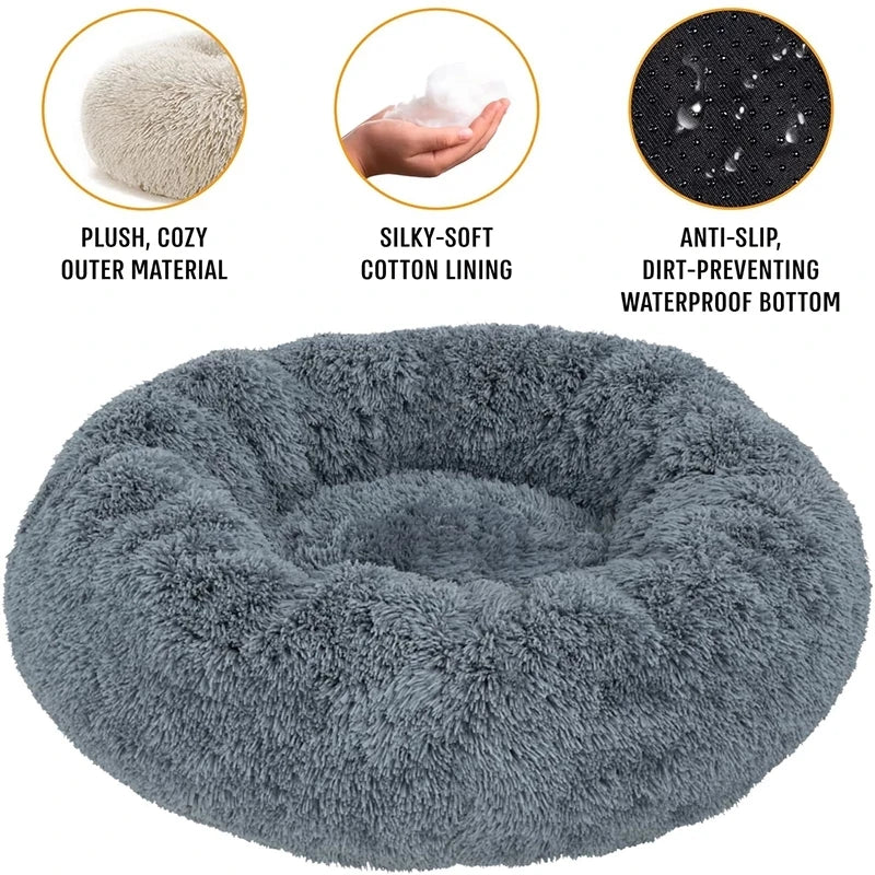 40-90cm Round Pet Bed for Large furvana tm Dog Bed Super Soft Cat Bed Long Plush Dog House for Medium Dog House Winter Warm Sleeping