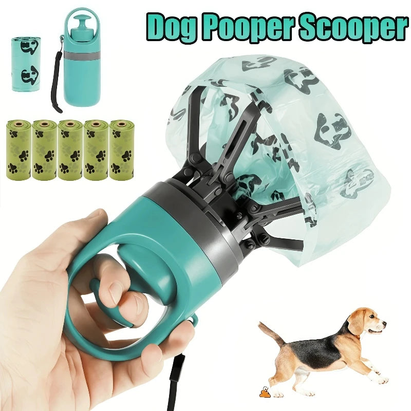 Portable Dog Pooper Scooper furvana tm Outdoor Pet Waste Pick-up Cleaner Built-in Garbage Bag Handheld Pet Poop Grabber No Touch Design