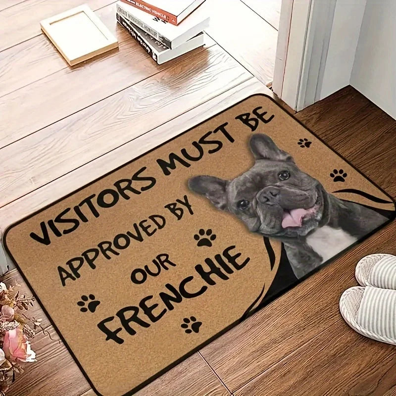 French Bulldog Anti Slip DoorMa furvana tmt Interesting "Visitor Must Be Approved" Welcome Felt Rug Polyester Decorative Living Room Carpet