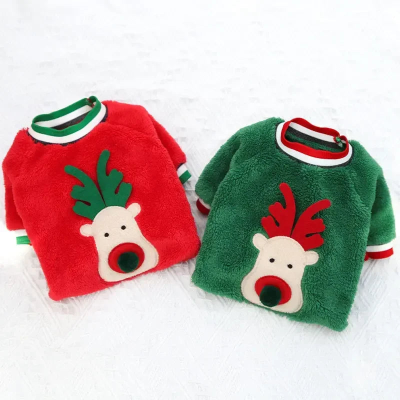 Dog Christmas Clothes Winter Warm Pet Clothes furvana tm for Small Medium Dogs Elk Santa Claus Dog Cats Coat Hoodies Christmas Dogs Costume