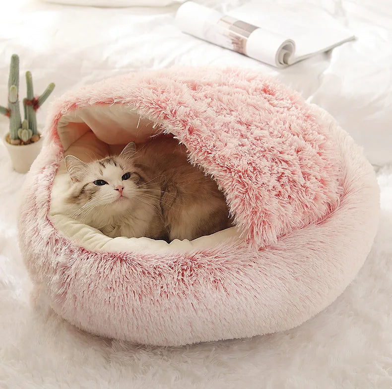 Autumn and Winter soft plush furvana tm pet bed and pet bed Winter warm and cold plush comforter nest Shell cat nest semi-enclosed cat nest