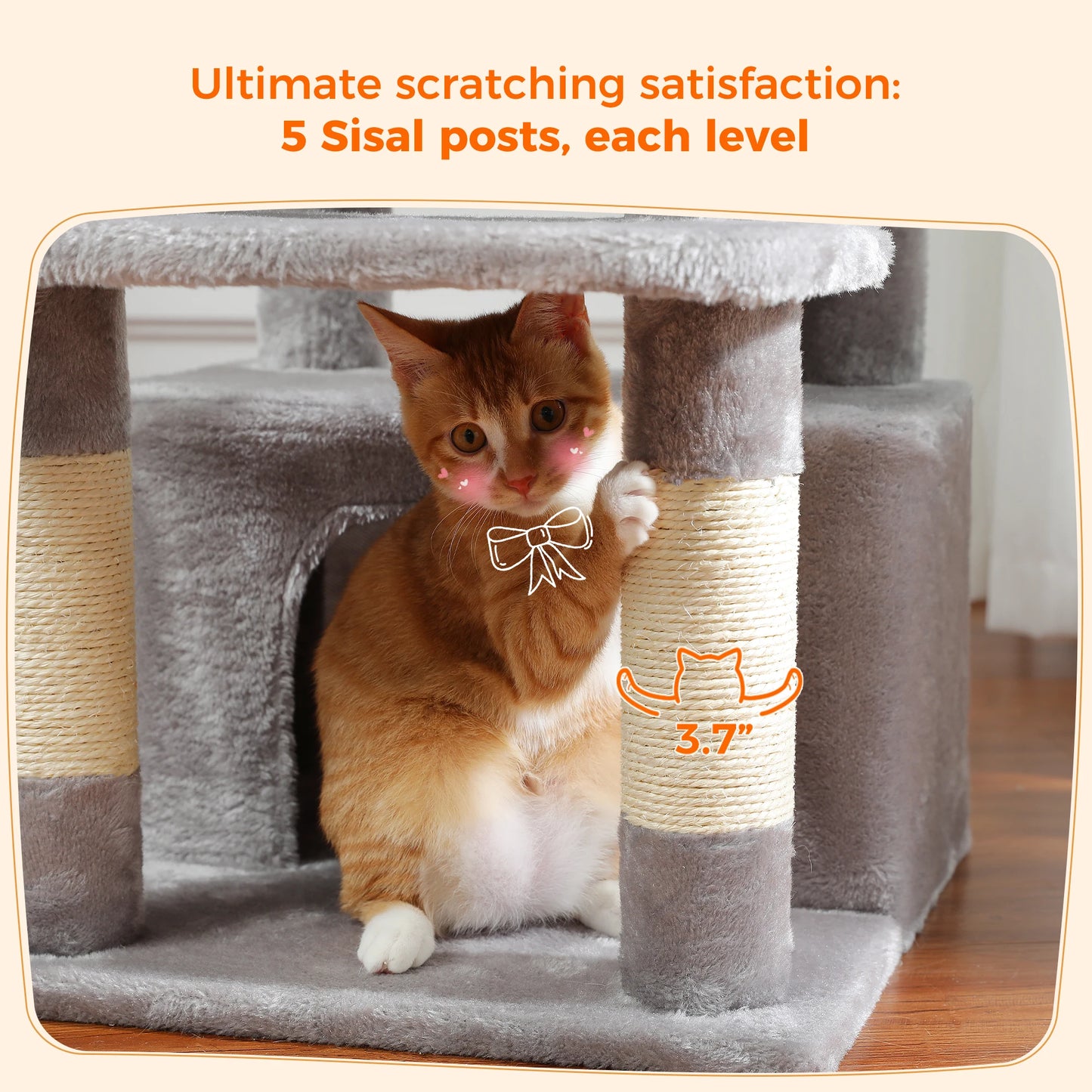 Large Cat Tree and Tower for Indoor Cats furvana tm With Sisal-Covered Scratching Posts Spacious Hammock Padded Perches and Condos Cat Toys