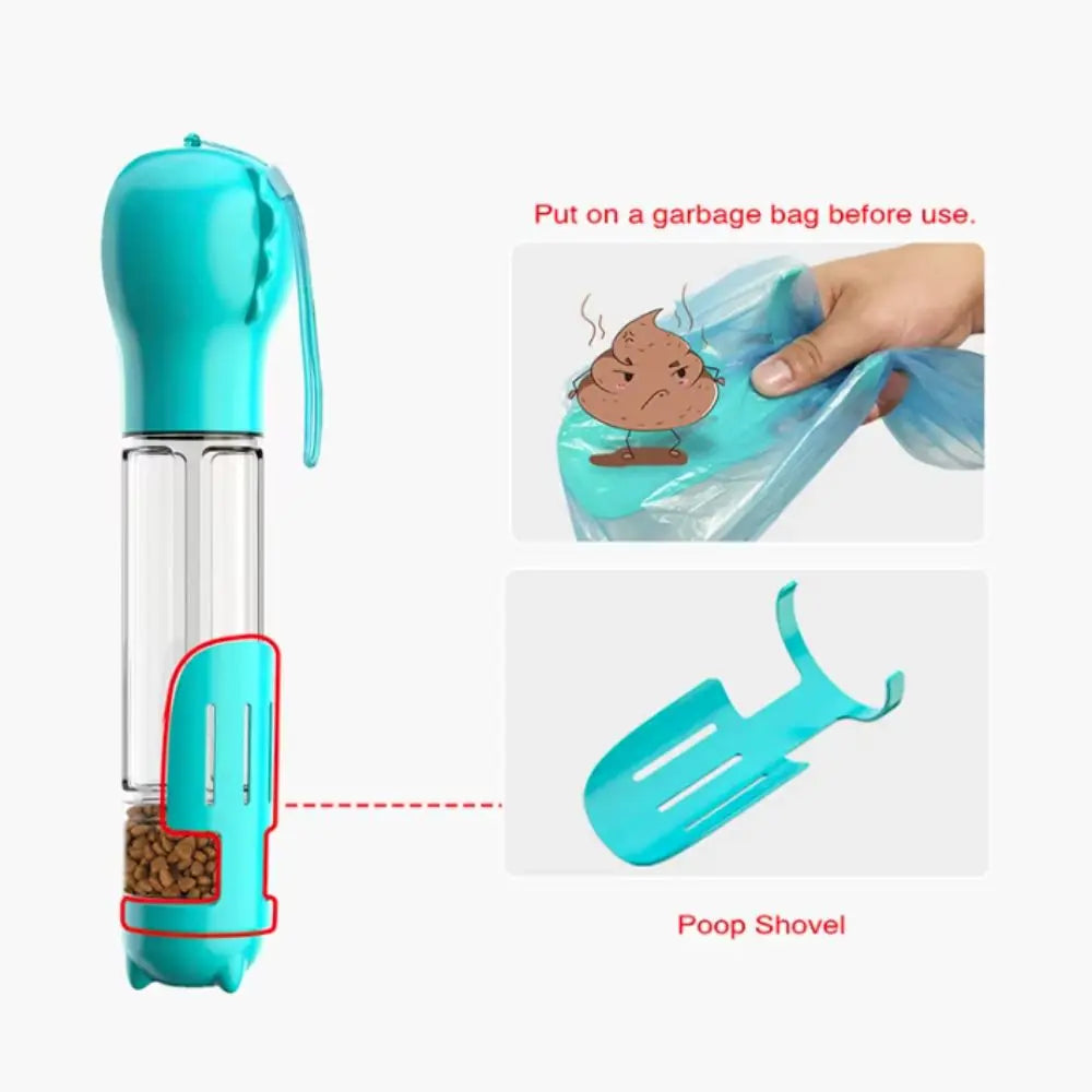 300/500ml Pet Water Food Dispenser furvana tm with Trash Bag Box and Shovel Leak Proof Pet Dog Water Bottle 3 in 1 Dog Food Feeder Cat