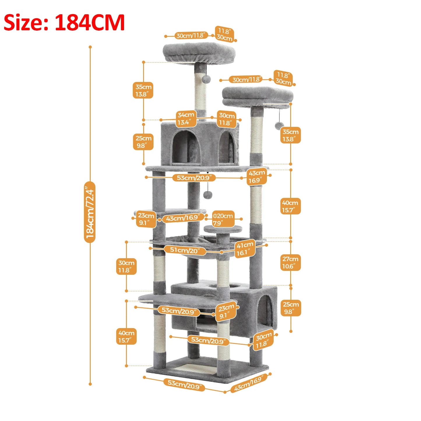 Large Cat Tree and Tower for Indoor Cats furvana tm With Sisal-Covered Scratching Posts Spacious Hammock Padded Perches and Condos Cat Toys