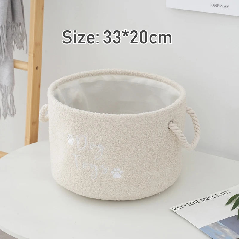Plush Dog Toy Basket Foldable Storage Dog Toy  furvana tmwith Comfortable Handle Suitable for Storing Pet Toy Accessories